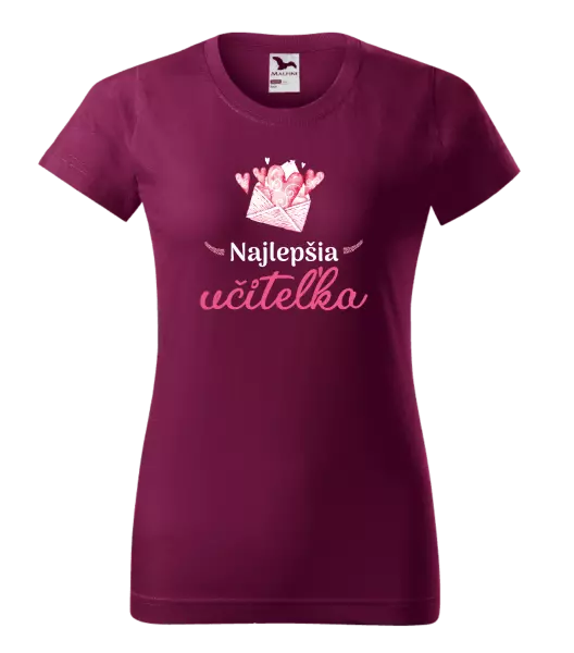 Dámske tričko Najlepšia učiteľka - obálka so srdiečkom