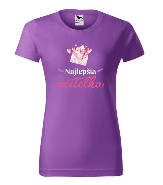 Dámske tričko Najlepšia učiteľka - obálka so srdiečkom