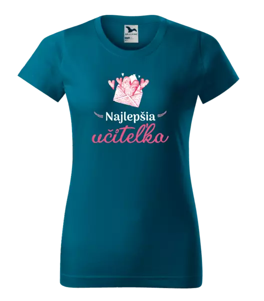 Dámske tričko Najlepšia učiteľka - obálka so srdiečkom