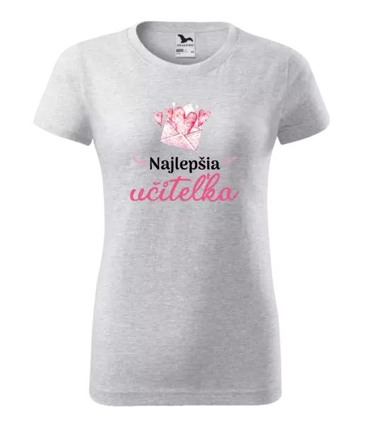 Dámske tričko Najlepšia učiteľka - obálka so srdiečkom