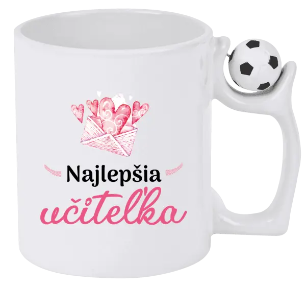 Hrnček Najlepšia učiteľka - obálka so srdiečkom