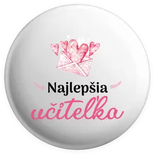 Placka Najlepšia učiteľka - obálka so srdiečkom