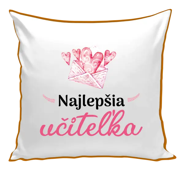 Vankúš Najlepšia učiteľka - obálka so srdiečkom