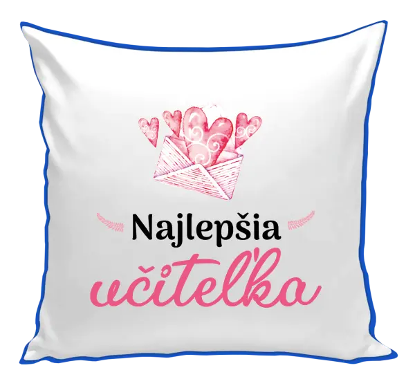 Vankúš Najlepšia učiteľka - obálka so srdiečkom