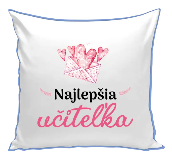 Vankúš Najlepšia učiteľka - obálka so srdiečkom