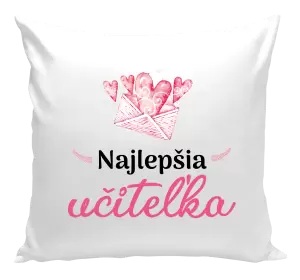 Vankúš Najlepšia učiteľka - obálka so srdiečkom