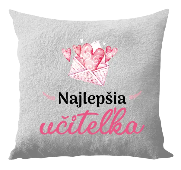 Vankúš Najlepšia učiteľka - obálka so srdiečkom