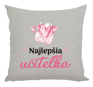 Vankúš Najlepšia učiteľka - obálka so srdiečkom