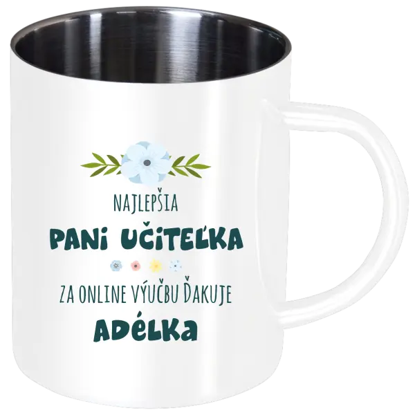 Nerezový hrnček Najlepšia učiteľka - online výučba - Meno