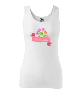 Dámske tielko Najlepšia učiteľka - ružová stuha