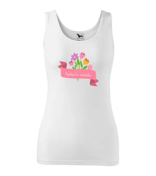 Dámske tielko Najlepšia učiteľka - ružová stuha