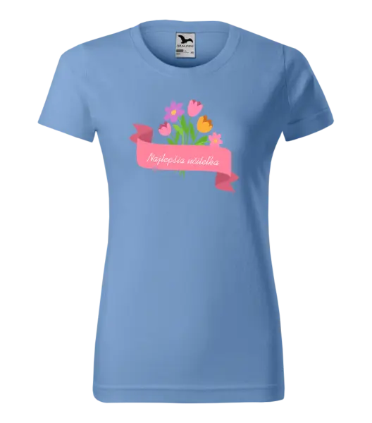 Dámske tričko Najlepšia učiteľka - ružová stuha