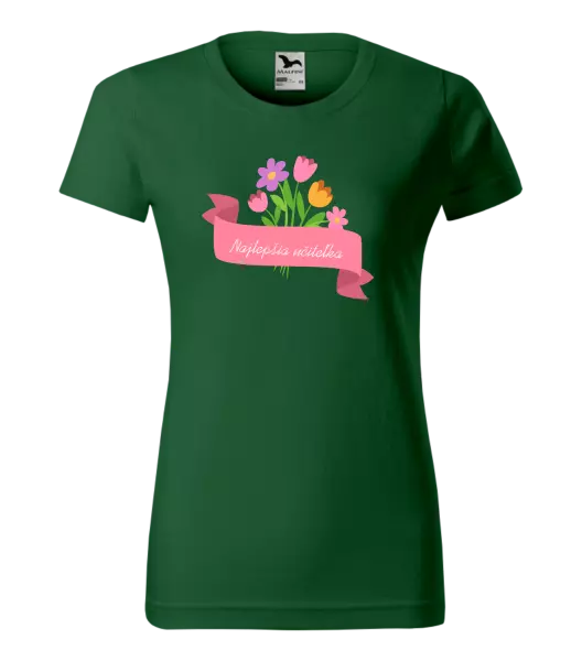 Dámske tričko Najlepšia učiteľka - ružová stuha