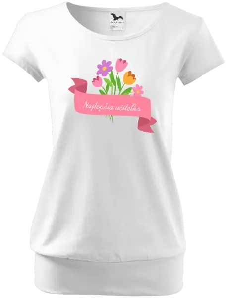 Dámske tričko Najlepšia učiteľka - ružová stuha