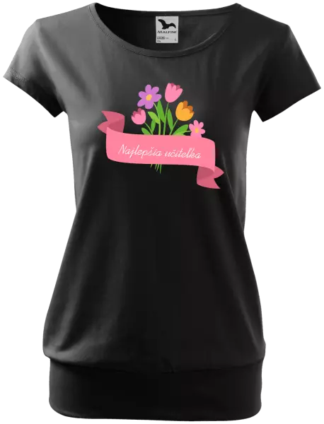 Dámske tričko Najlepšia učiteľka - ružová stuha