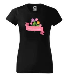 Dámske tričko Najlepšia učiteľka - ružová stuha