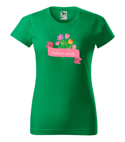 Dámske tričko Najlepšia učiteľka - ružová stuha