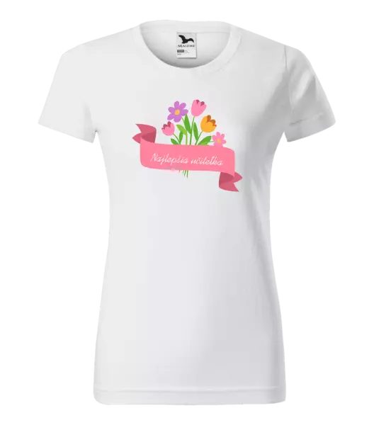 Dámske tričko Najlepšia učiteľka - ružová stuha