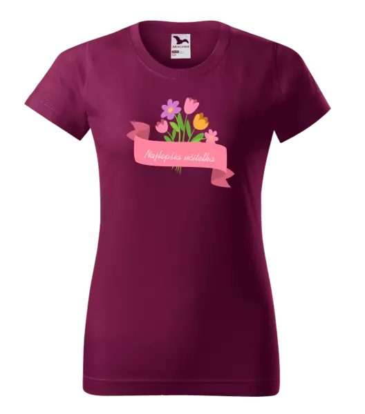 Dámske tričko Najlepšia učiteľka - ružová stuha