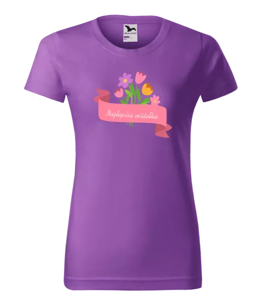 Dámske tričko Najlepšia učiteľka - ružová stuha