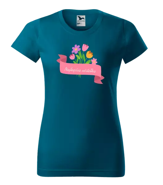 Dámske tričko Najlepšia učiteľka - ružová stuha