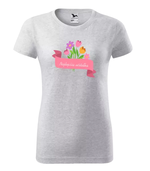 Dámske tričko Najlepšia učiteľka - ružová stuha