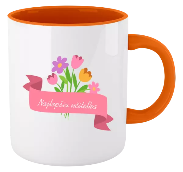 Hrnček  Najlepšia učiteľka - ružová stuha