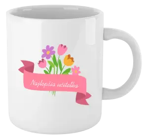 Hrnček Najlepšia učiteľka - ružová stuha