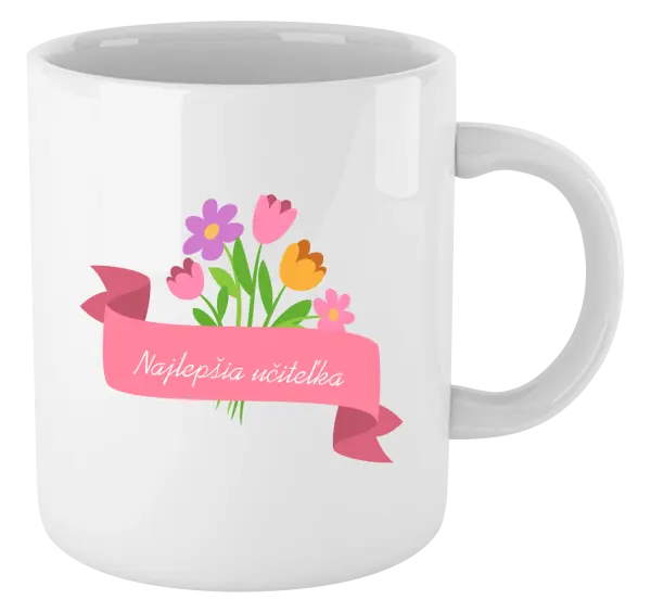 Hrnček Najlepšia učiteľka - ružová stuha