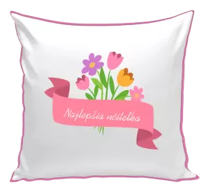 Vankúš Najlepšia učiteľka - ružová stuha