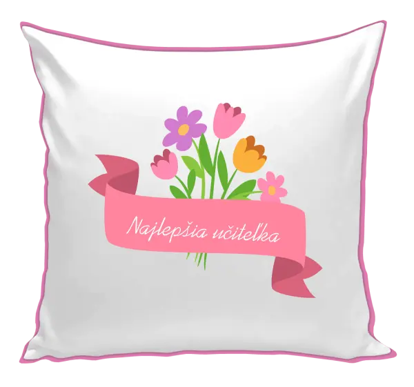 Vankúš Najlepšia učiteľka - ružová stuha