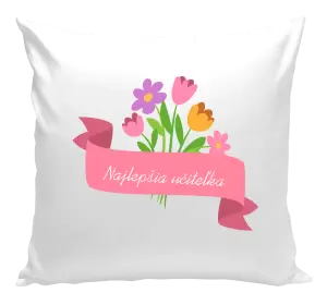 Vankúš Najlepšia učiteľka - ružová stuha