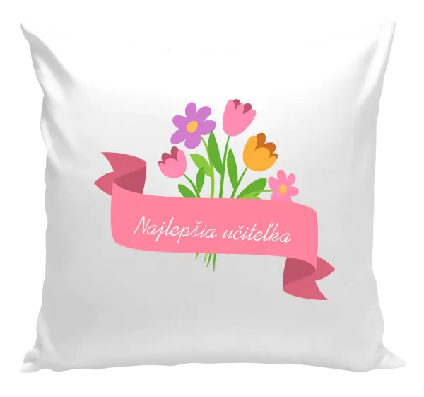 Vankúš Najlepšia učiteľka - ružová stuha