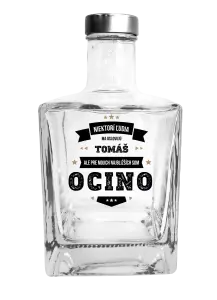 Fľaša, sklenená hranatá  Niektorí ľudia ma oslovujú menom, pre mojich najbližších som