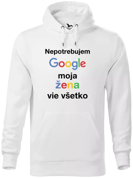 Pánska mikina Nepotrebujem Google, moja žena vie všetko