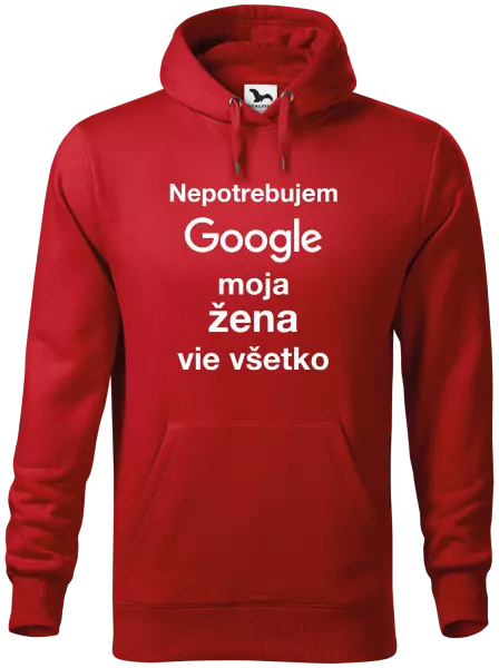 Pánska mikina Nepotrebujem Google, moja žena vie všetko