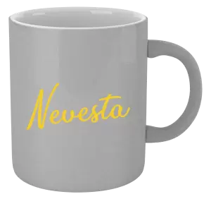 Hrnček metalický Nevesta - nápis