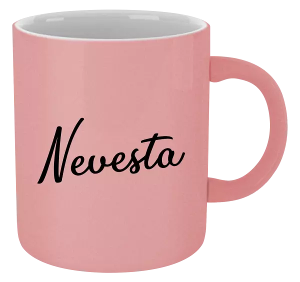 Hrnček metalický Nevesta - nápis