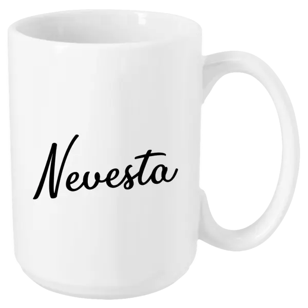 Hrnček Nevesta - nápis