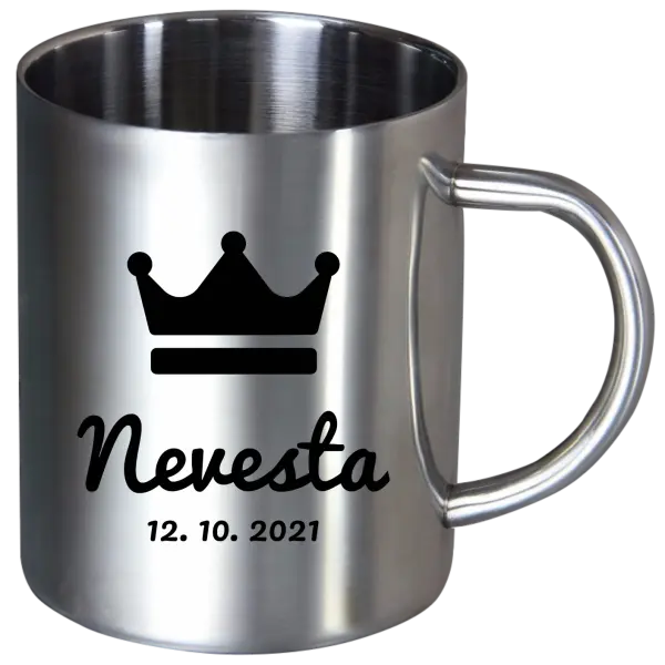 Nerezový hrnček Nevesta s dátumom