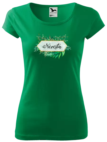 Dámske tričko Nevesta zelené listy