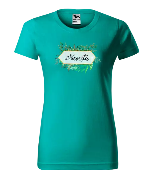 Dámske tričko Nevesta zelené listy
