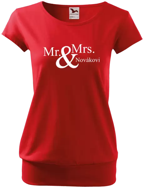 Dámské tričko Mr. & Mrs. s vlastním příjmením
