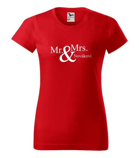 Dámské tričko Mr. & Mrs. s vlastním příjmením