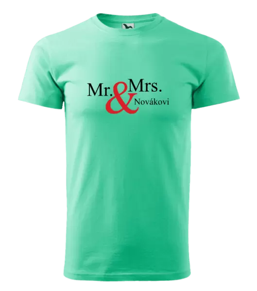 Pánské tričko Mr. & Mrs. s vlastním příjmením
