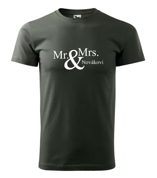 Pánské tričko Mr. & Mrs. s vlastním příjmením