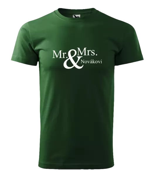 Pánské tričko Mr. & Mrs. s vlastním příjmením