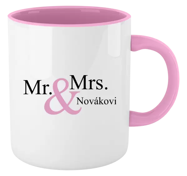 Hrnek Mr. & Mrs. s vlastním příjmením
