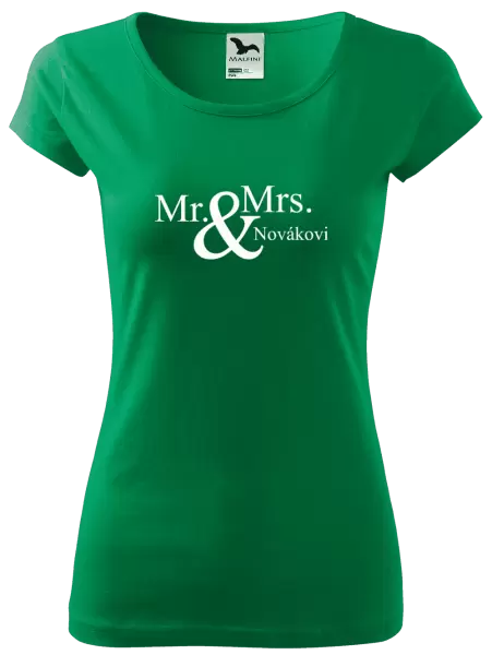 Dámské tričko Mr. & Mrs. s vlastním příjmením