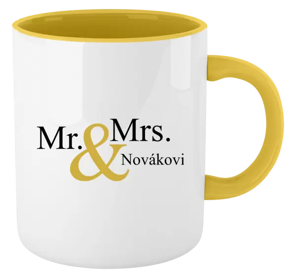 Hrnek Mr. & Mrs. s vlastním příjmením